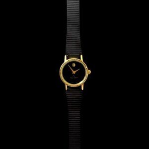 Peugeot Ladies Quartz Analog Womens Sleek Black & Gold Watch